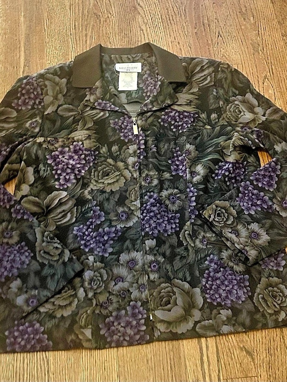 Miss Dorby Floral Zip Jacket in Brown & Purple Size 16